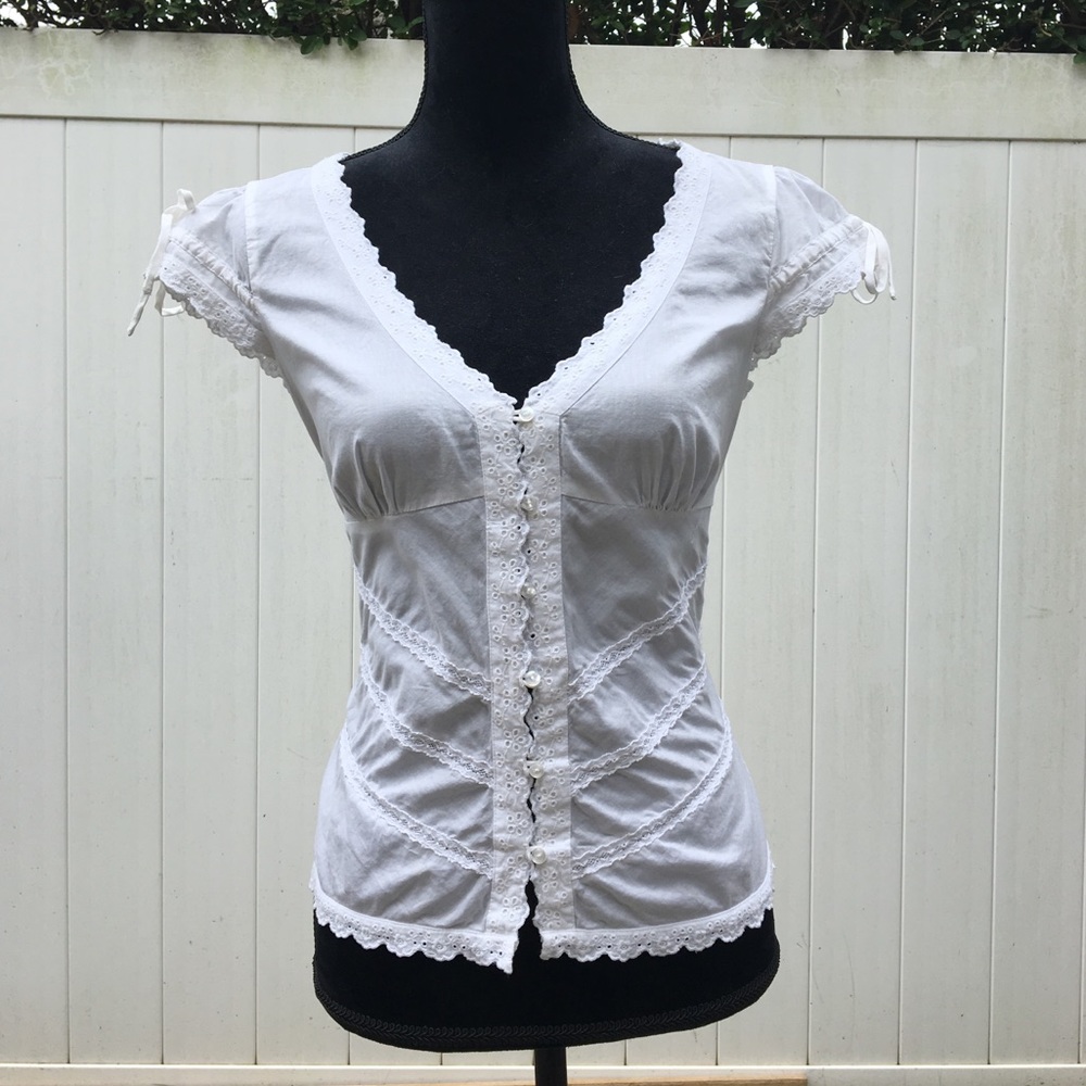Vintage Guess Jeans White Button Top